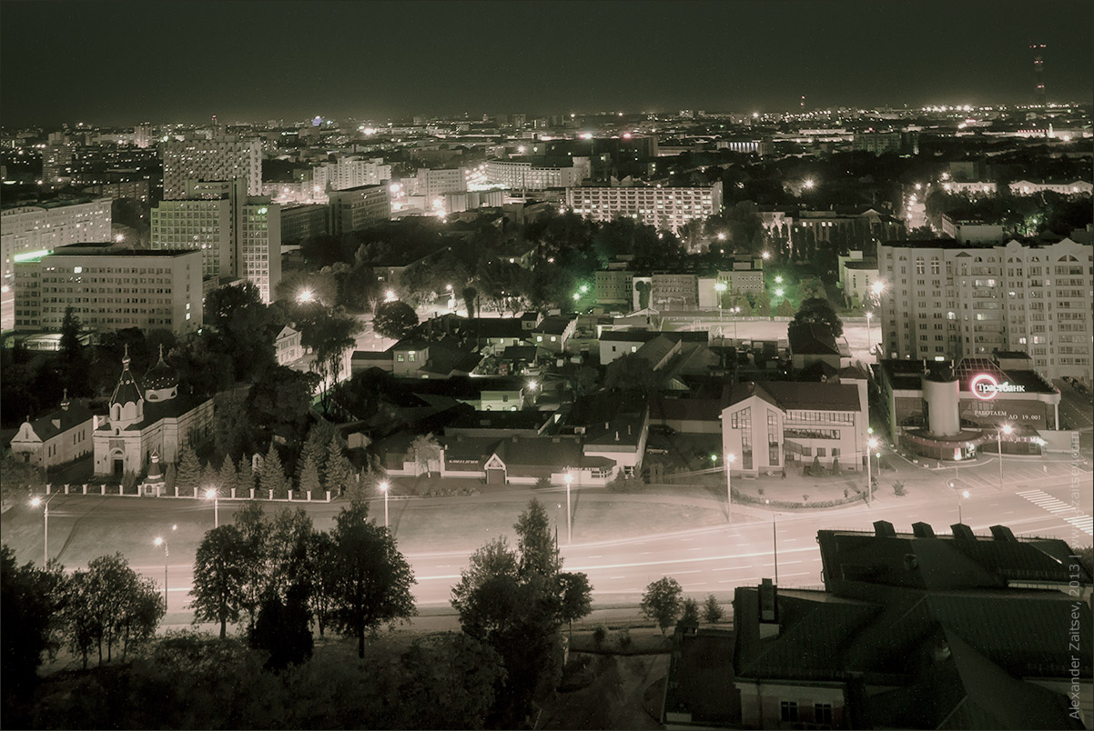 ночной Минск, вид с гостиницы Беларусь