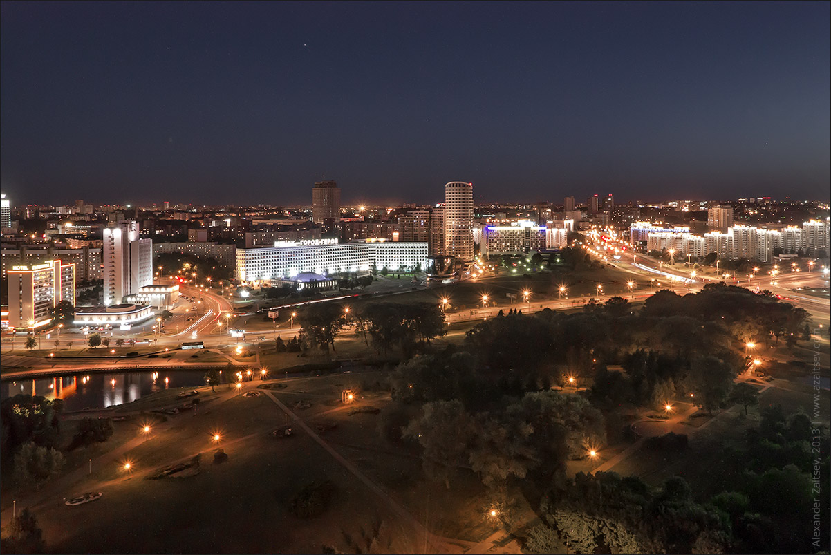 ночной Минск, вид с гостиницы Беларусь